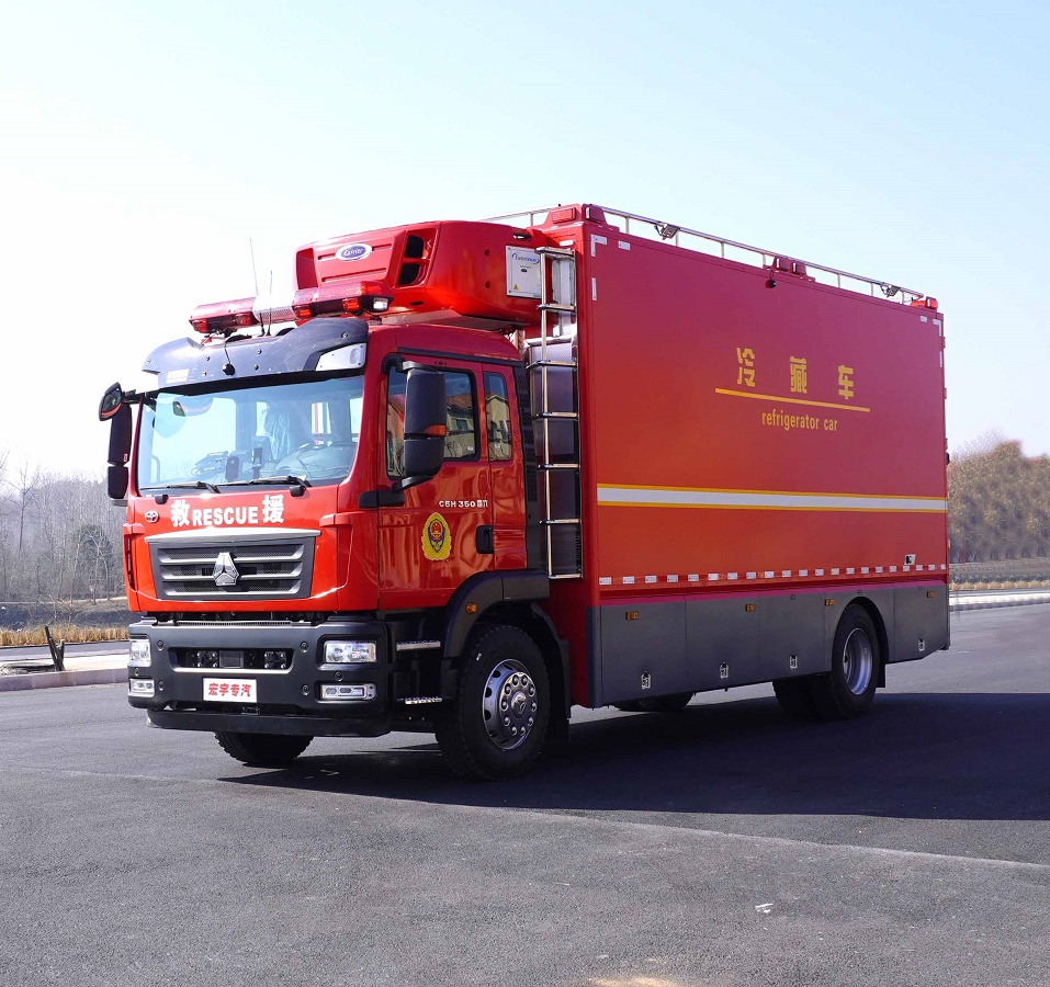 Sinotruk SITRAK 4x2 Fire refrigerated truck Transport Carrier Freezer Cooling Cargo Van Thermo with Rear Hydraulic Lifting Platform